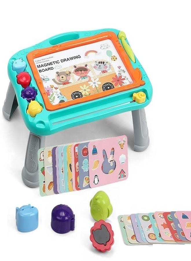 LAVNIK Magnetic Drawing Board for Kids Educational Drawing Tablet with Stencils, Stamps, and Magnetic Pen Multi-Color Doodle Board for Toddlers & Preschool Learning Erasable Sketch Pad Toy with Legs - Image 1